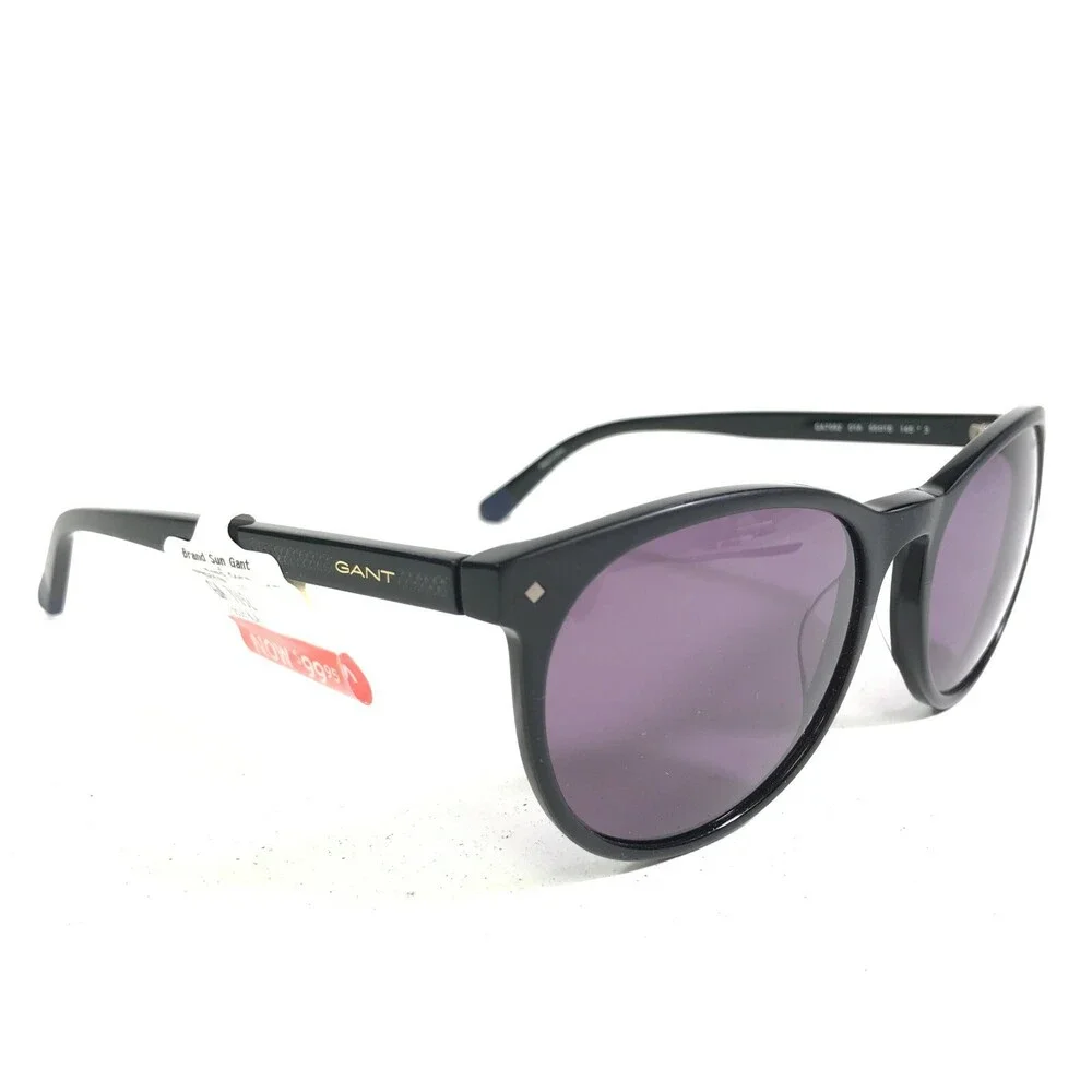 Gant Sunglasses GA7092 01A Black Round Frames with Purple Lenses 55-18-145